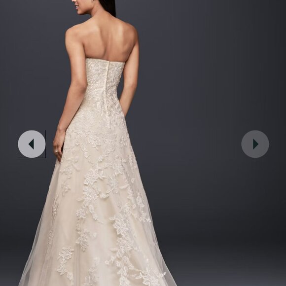 Lace over Nude A-Line Bridal Gown, so Lightweight! David's Bridal size 6 - Picture 3 of 4